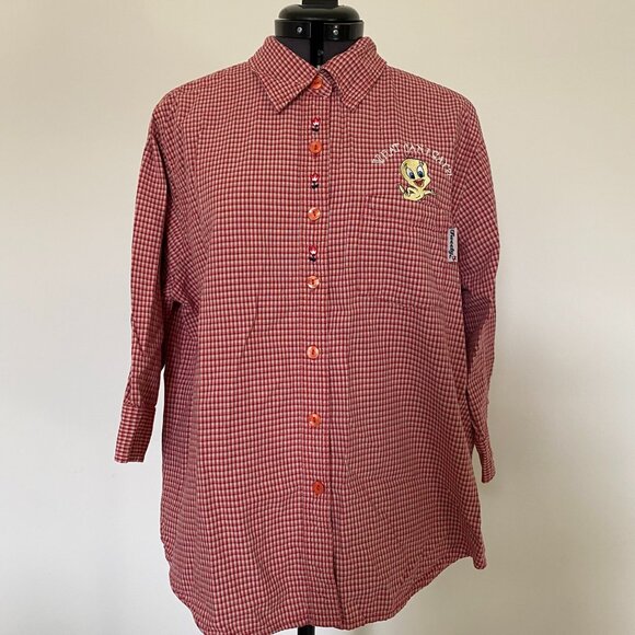 Chemise à Carreaux Rouges Guess - 100% Coton, Taille L - Occasion Très Bon État